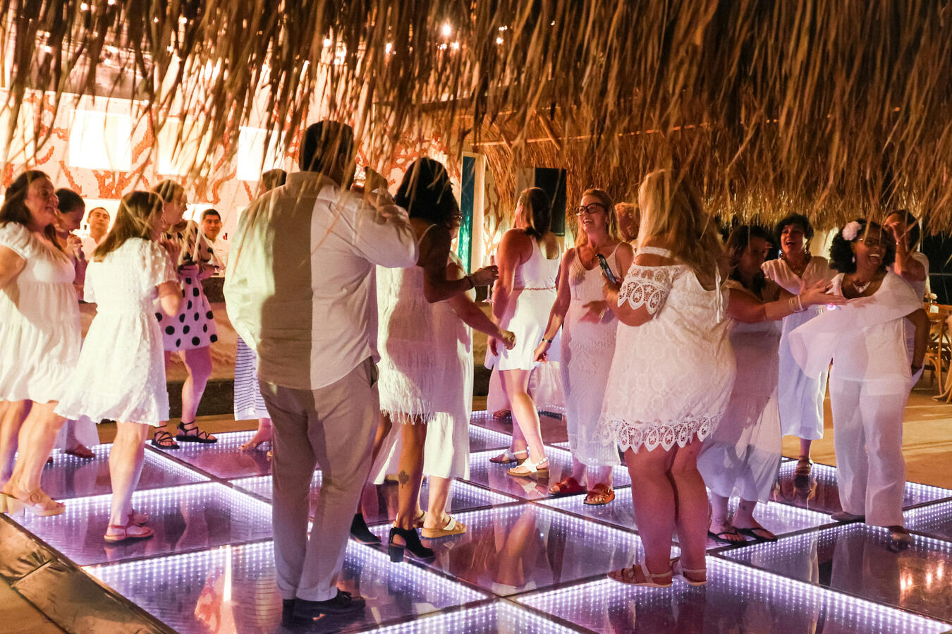 Destination wedding reception on the beach in Cancun Mexico