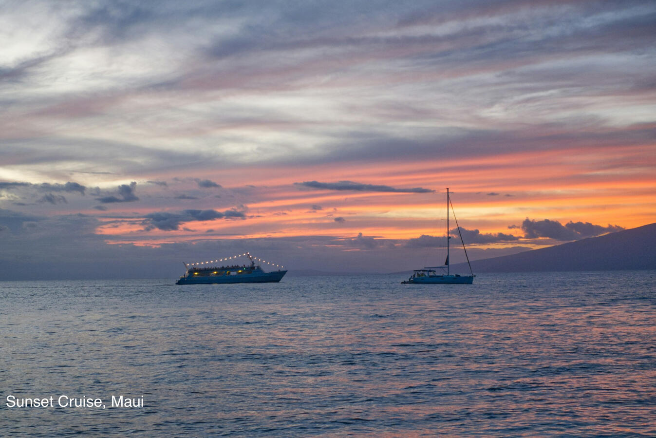 Maui Hawaii sunset cruise with sailboats